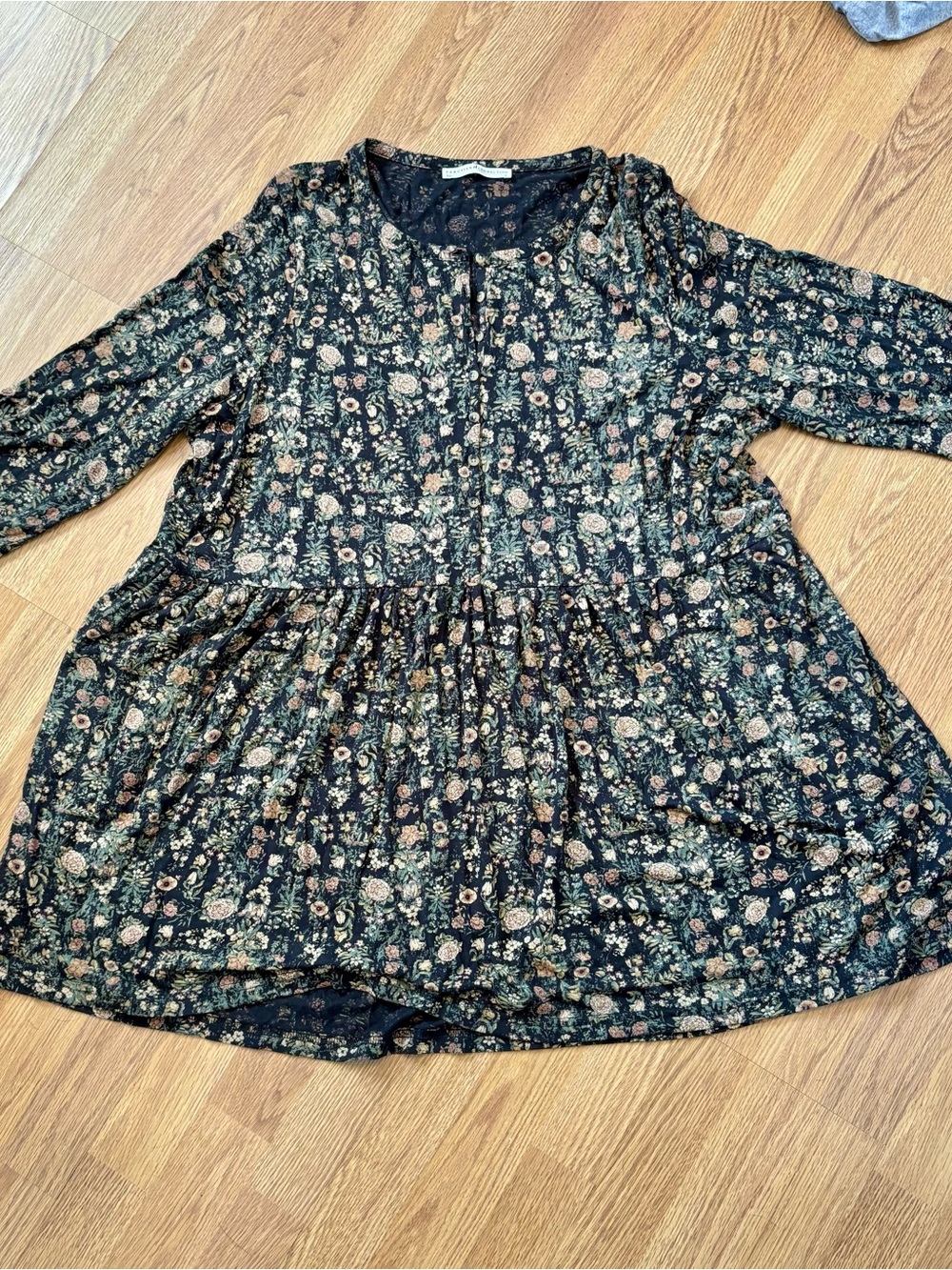 Peruvian Connection Floral  Print tunic XL Abstract Multicolor cottage core